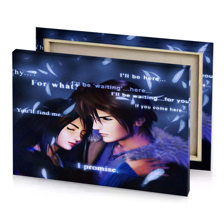a couple hugging in the dark with quote on it smoky black canvas