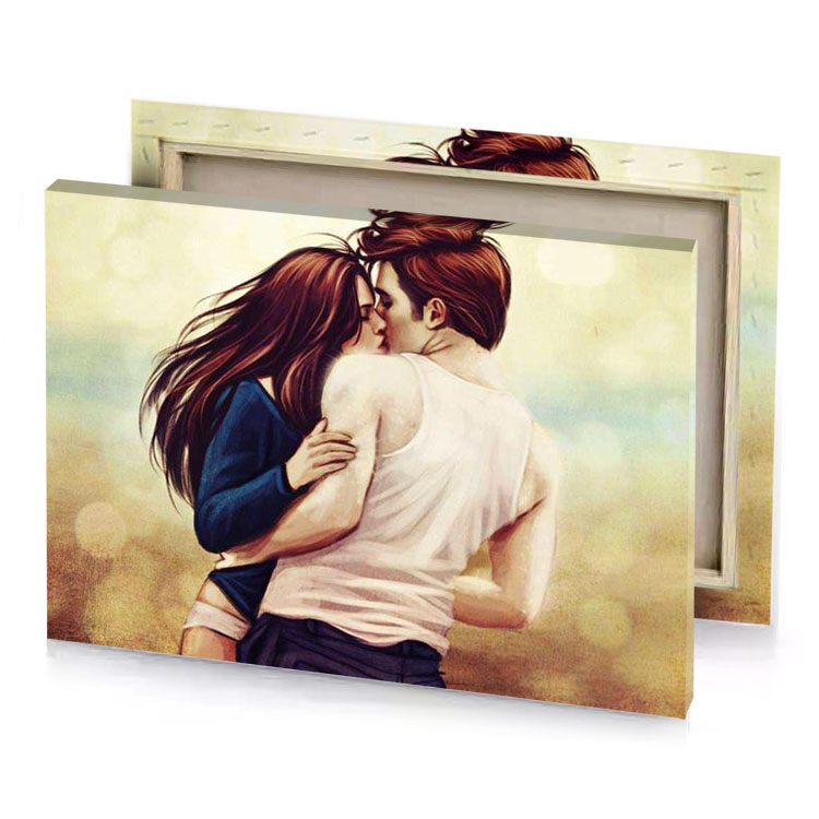 a couple hugging in the middle of field pearl canvas