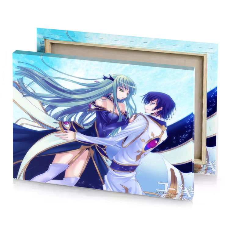 a couple in blue sky with white angel midnight canvas