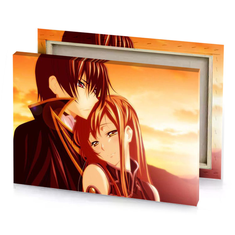 a couple in the sunset firebrick canvas