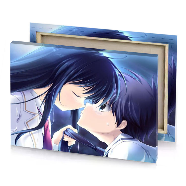a couple kissing in the rain champagne canvas