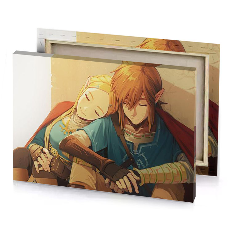 a couple of anime characters hugging burlywood canvas