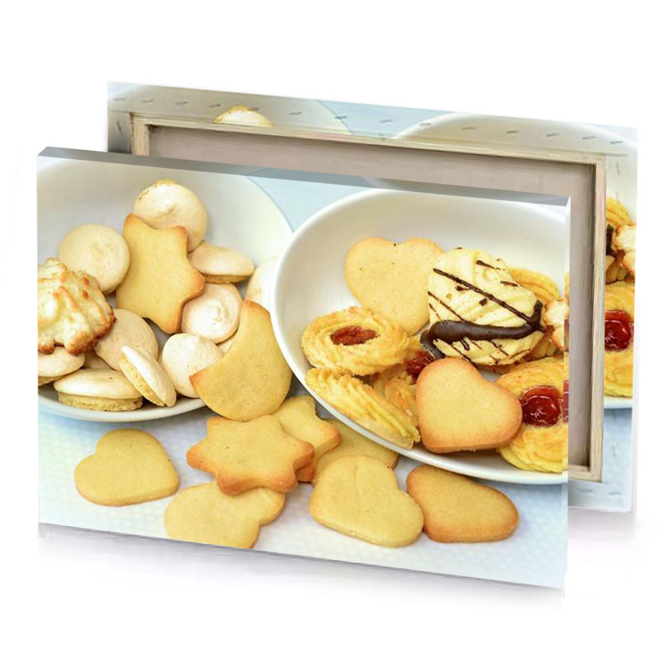 a couple of bowls food on table fawn canvas