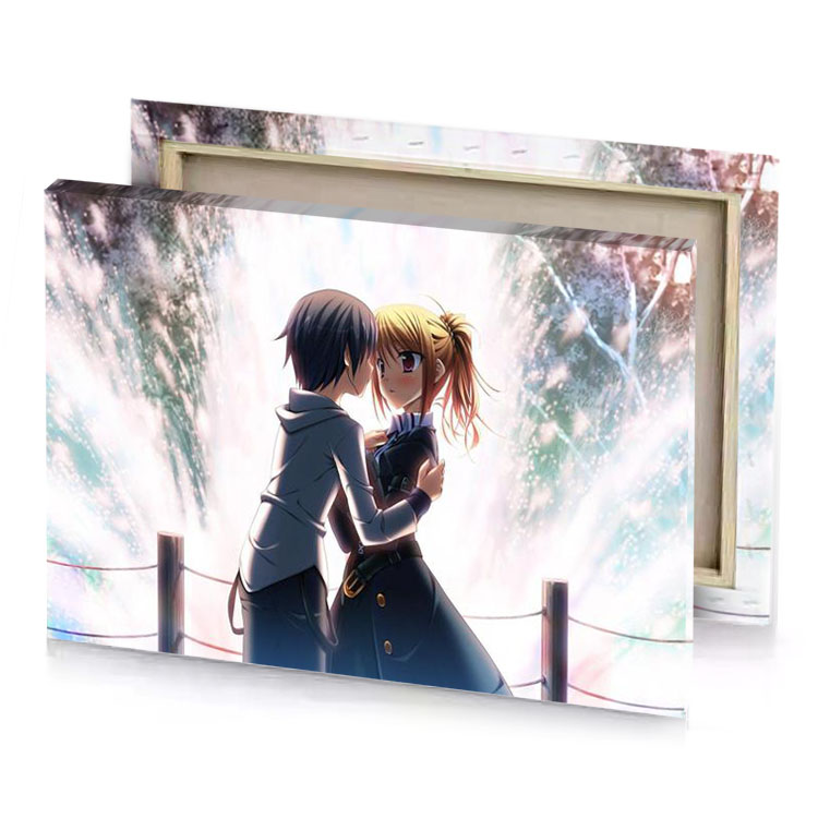 a couple standing in front of gate charcoal canvas