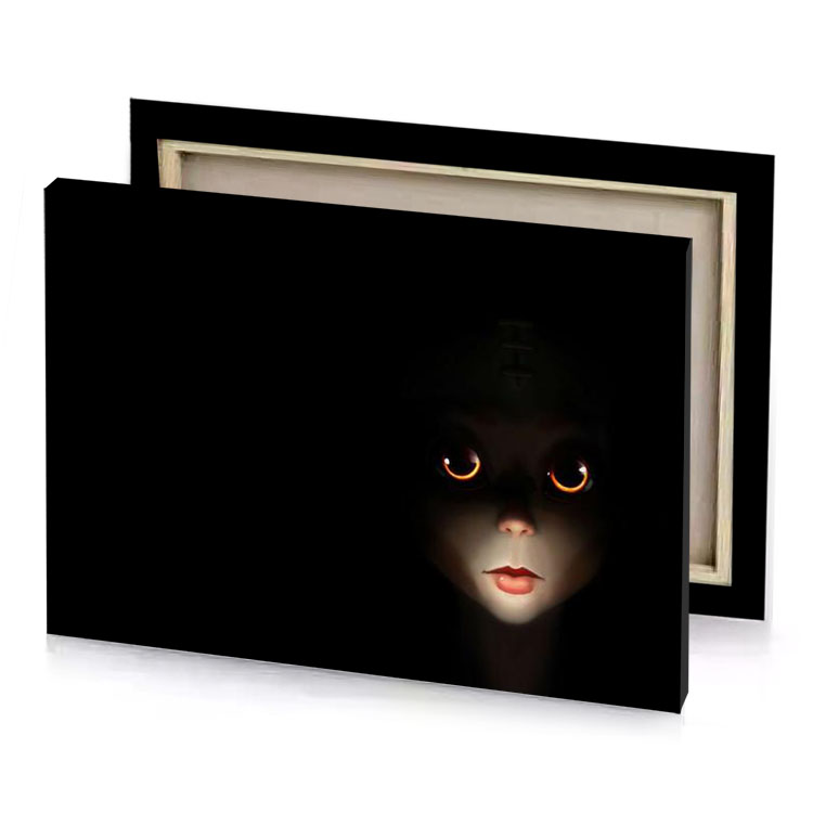 a creepy looking face in the dark bistre canvas