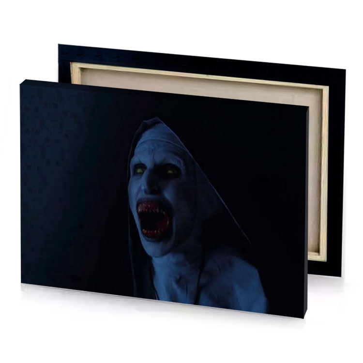 a creepy looking person in dark room charcoal canvas