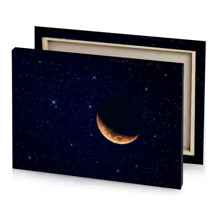 a crescent in the night sky with stars peru canvas