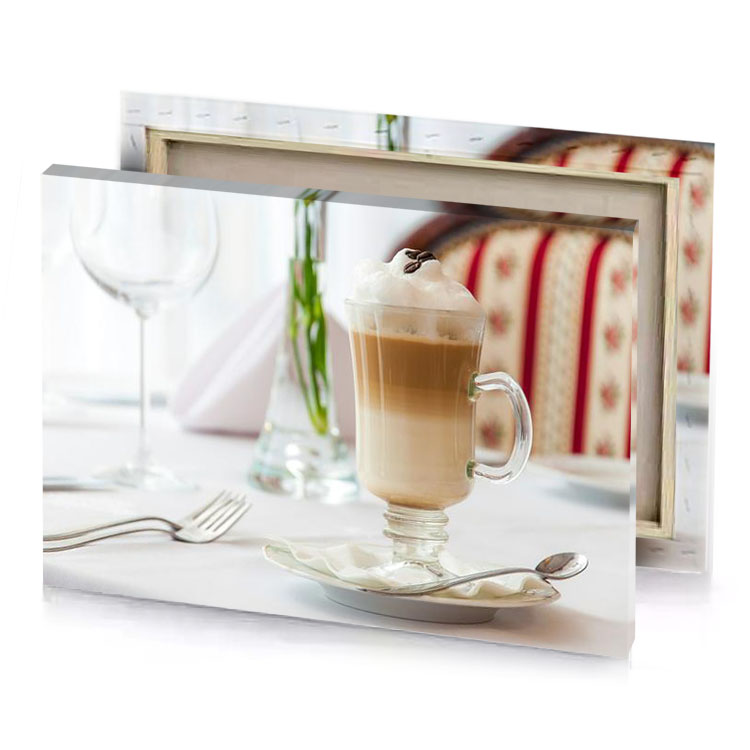 a cup of coffee on plate with fork sienna canvas