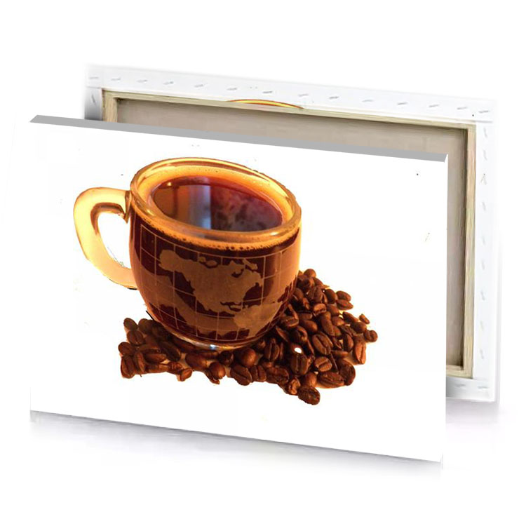 a cup of coffee with beans bistre canvas