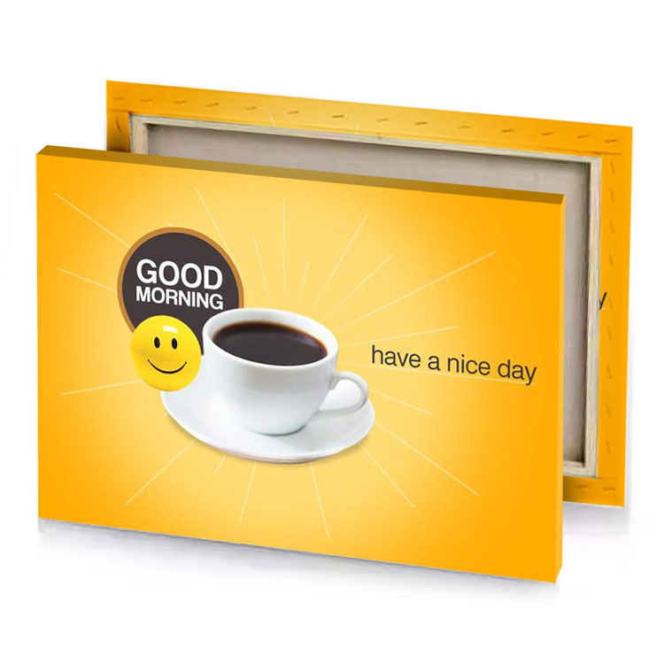 a cup of coffee with smiley face on it khaki canvas
