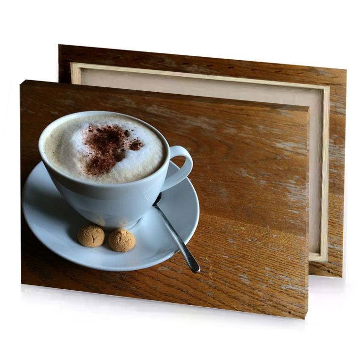 a cup of coffee with spoon and cookie sepia canvas