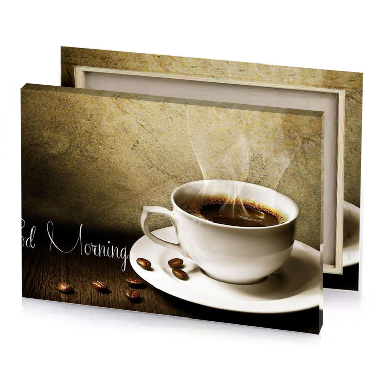 a cup of coffee with steam rising out it dark khaki canvas