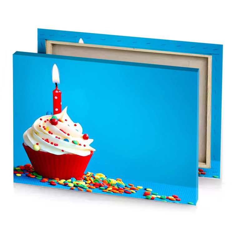 a cupcake with candle on top of it turquoise blue canvas