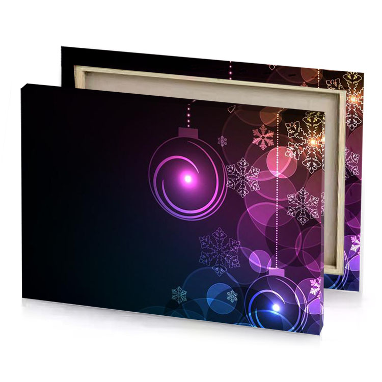 a dark background with bunch of christmas balls bistre canvas