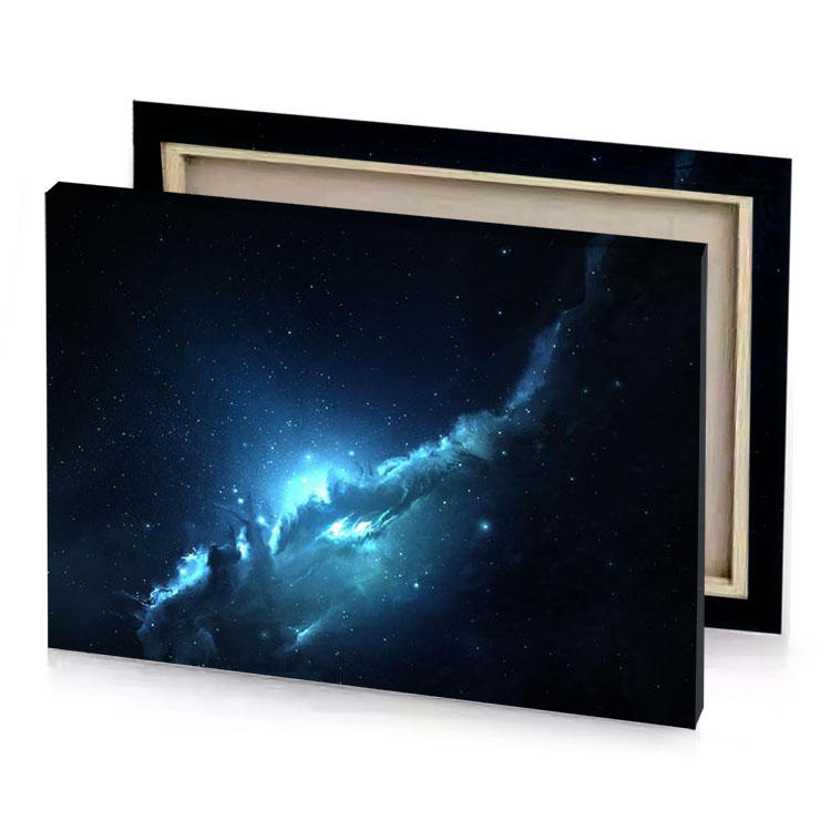 a dark blue nebula space wallpaper sapphire canvas