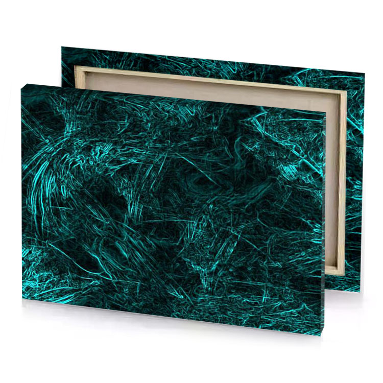 a dark green background with lot of small leaves prussian blue canvas