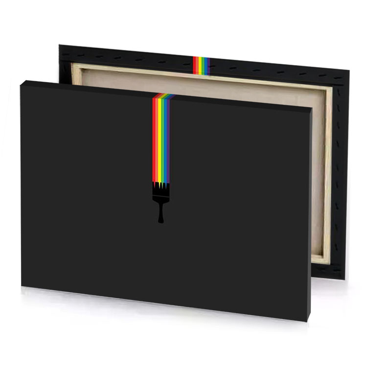 a dark side of the moon with light saber canary yellow canvas