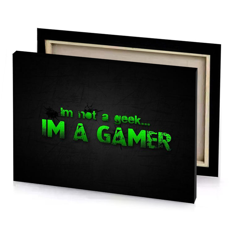 a dark wallpaper with the words i m game forest green canvas