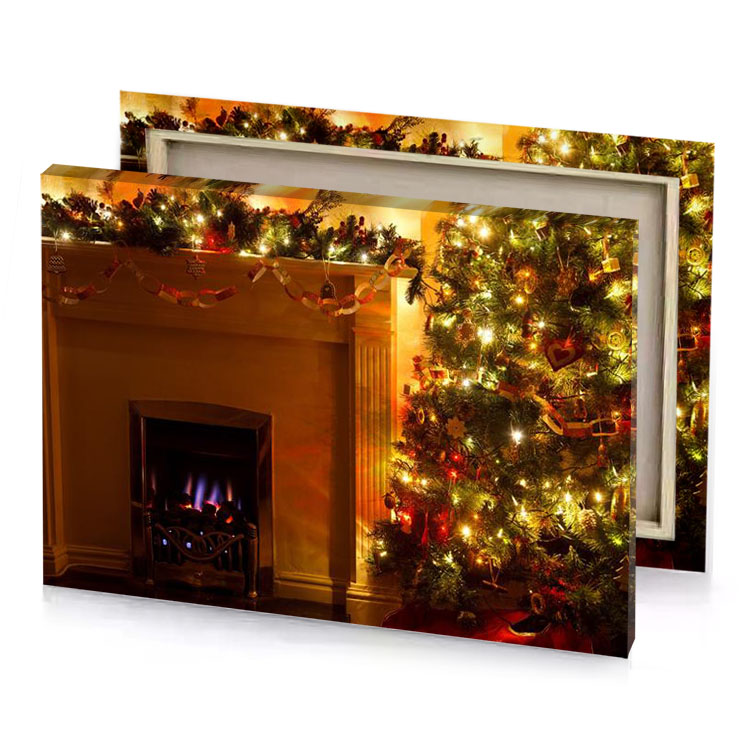 a decorated christmas tree saddle brown canvas