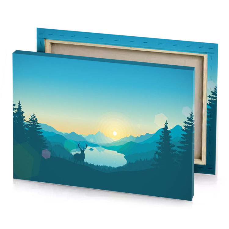 a deer standing in the middle of forest light steel blue canvas