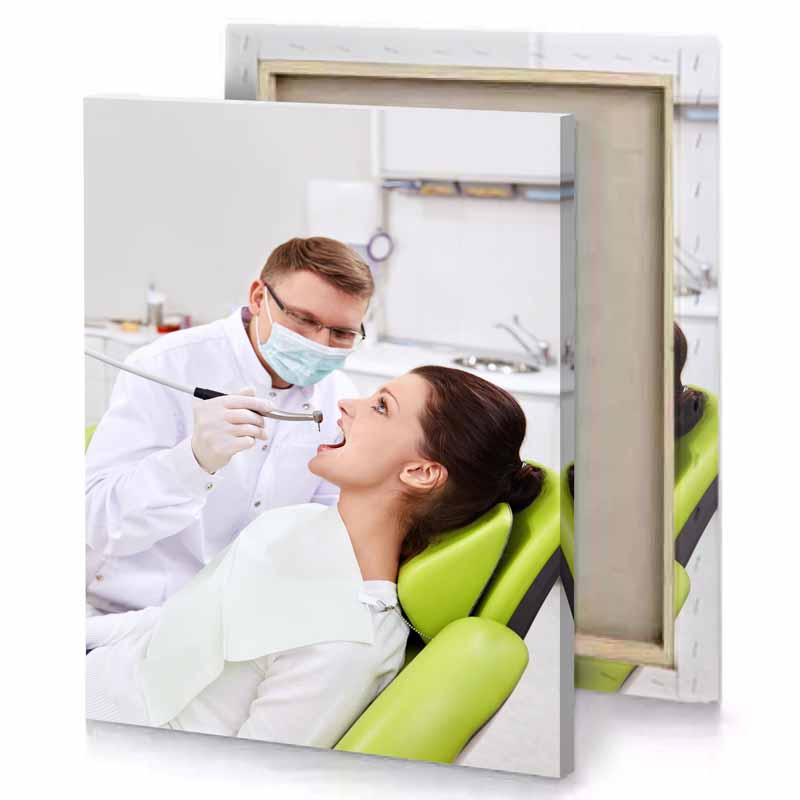 a dentist is examining patient s teeth platinum canvas