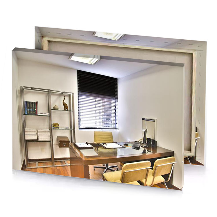 a desk with chair and book shelf lavender canvas