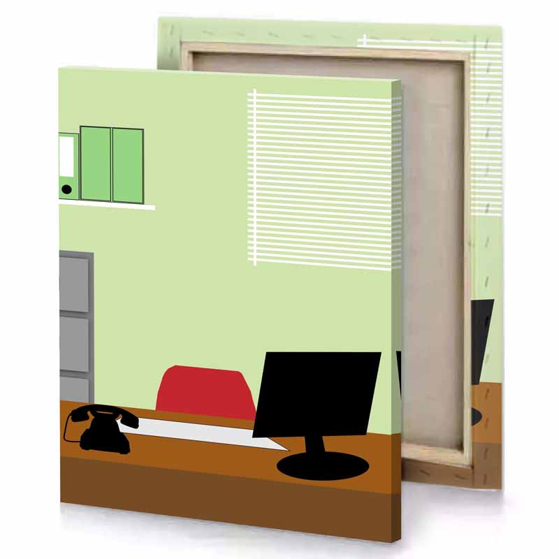 a desk with computer and chair firebrick canvas