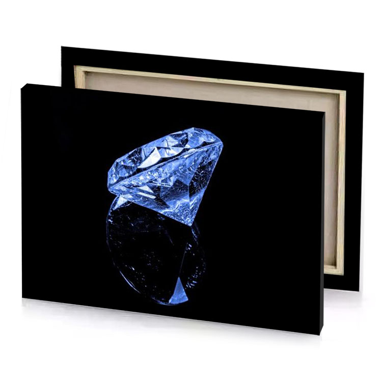 a diamond on black background midnight blue canvas