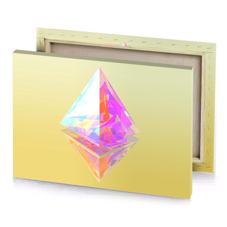 a diamond on yellow background ultra pink canvas
