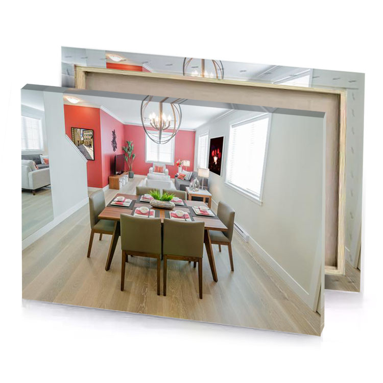 a dining room with table and chairs taupe canvas