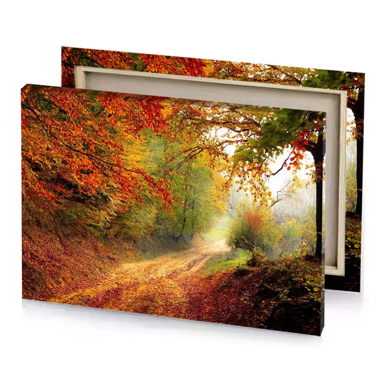 a dirt road with tree and leaves peru canvas