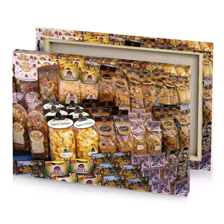 a display of various types food peru canvas