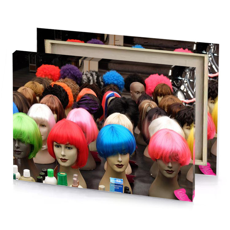 a display of wigs and hair products smoky black canvas