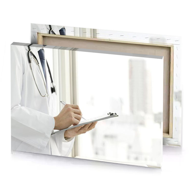 a doctor is holding clipboard in his hand rosy brown canvas