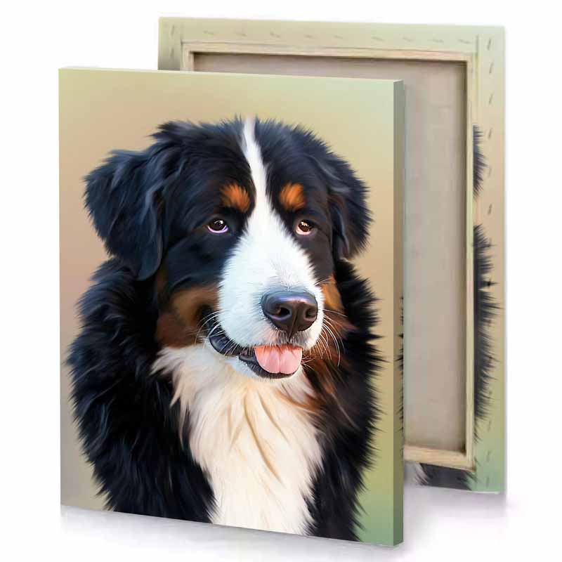 a dog with white face and black hair smoky canvas