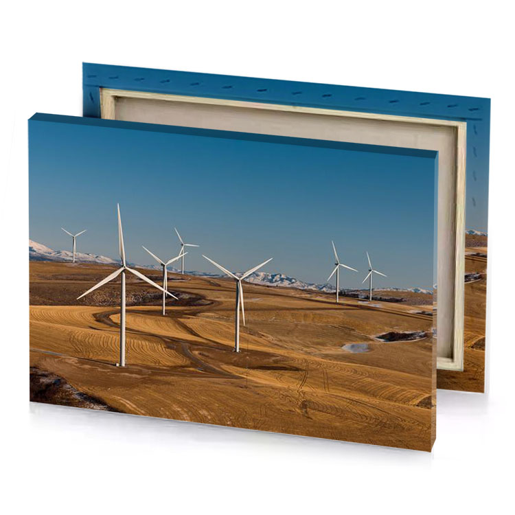 a field of wind turbines sienna canvas
