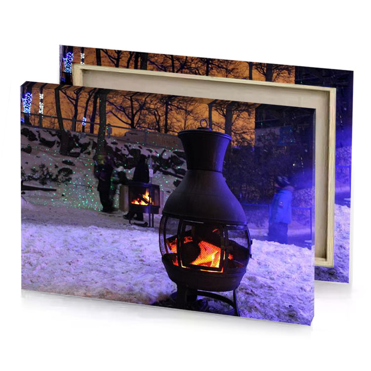 a fire in black pit smoky canvas