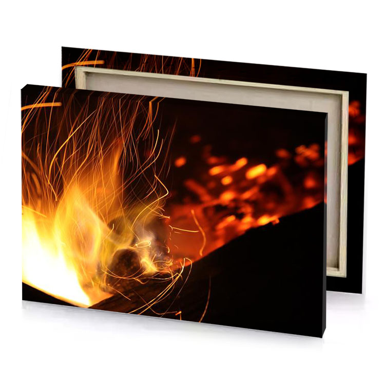 a fire is lit in the dark firebrick canvas