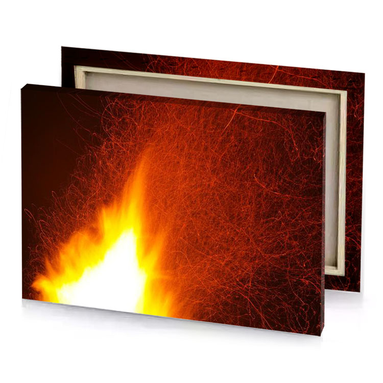 a fire is lit up in the dark firebrick canvas