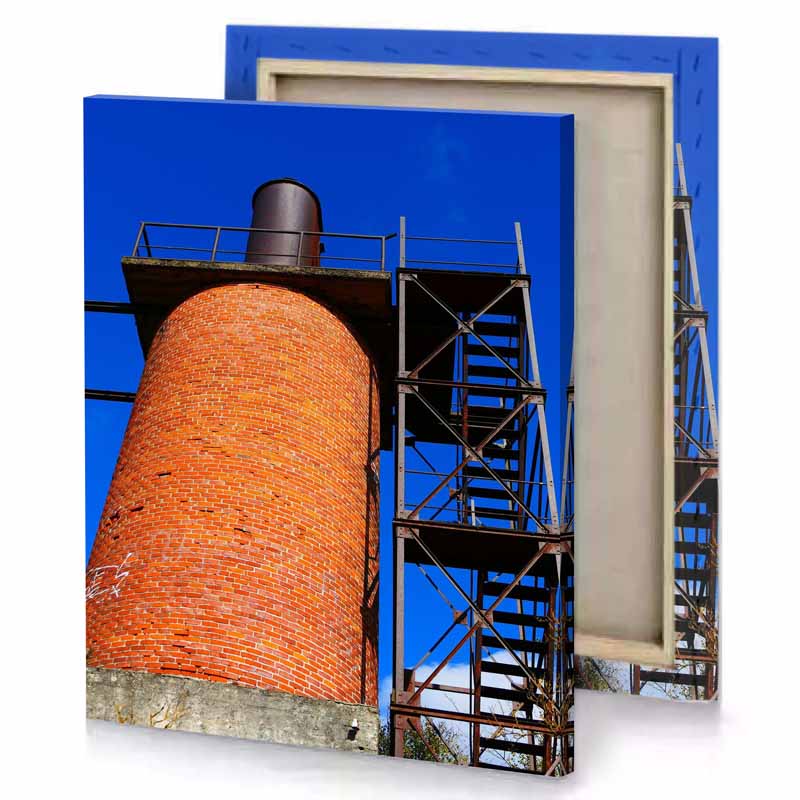 a fire tower with exor on top coral canvas