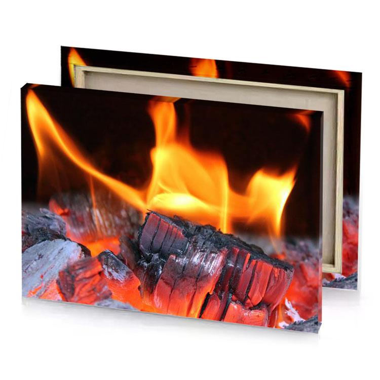 a fire with bunch of coal in it deep saffron canvas
