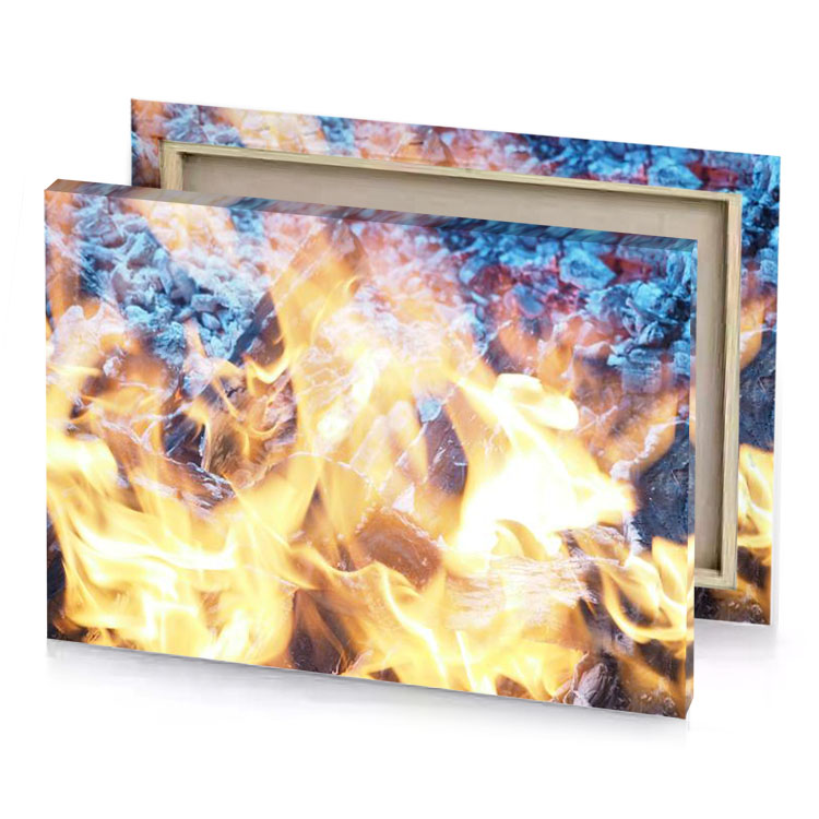 a fire with flames burning in the middle vanilla canvas