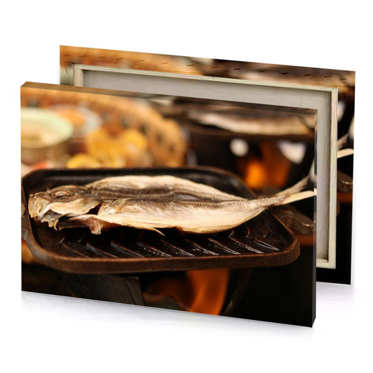 a fish on grill bisque canvas