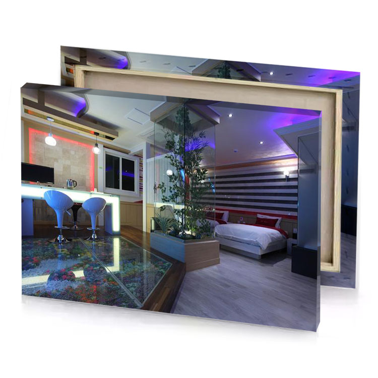 a fish tank in room taupe canvas