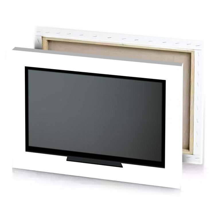 a flat screen tv on white background dim gray canvas