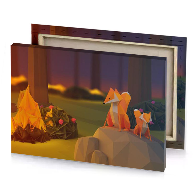 a fox and are sitting on rock sepia canvas