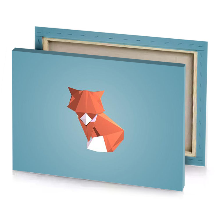 a fox in blue background outrageous orange canvas