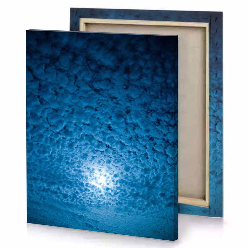 a full moon is seen in the sky above beach prussian blue canvas