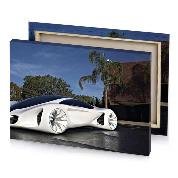 a futuristic car parked in parking lot glaucous canvas