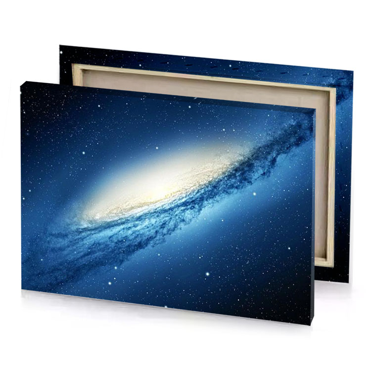 a galaxy with stars and bright blue background steel canvas